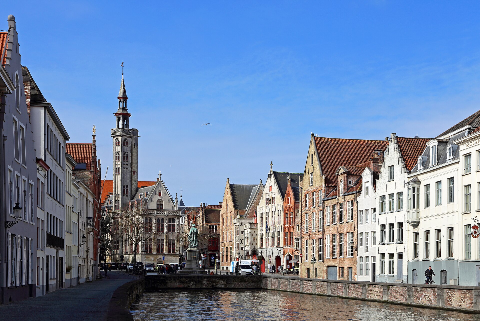 La Spiegelrei à Bruges, maisons de brique au bord de l’eau